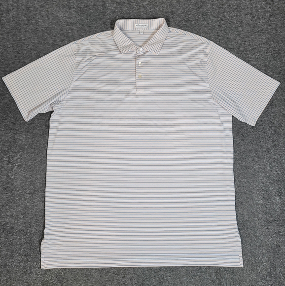 Peter Millar Summer Comfort Men's Golf Polo Shirt Size 2XL Orange Blue Striped - Picture 1 of 8